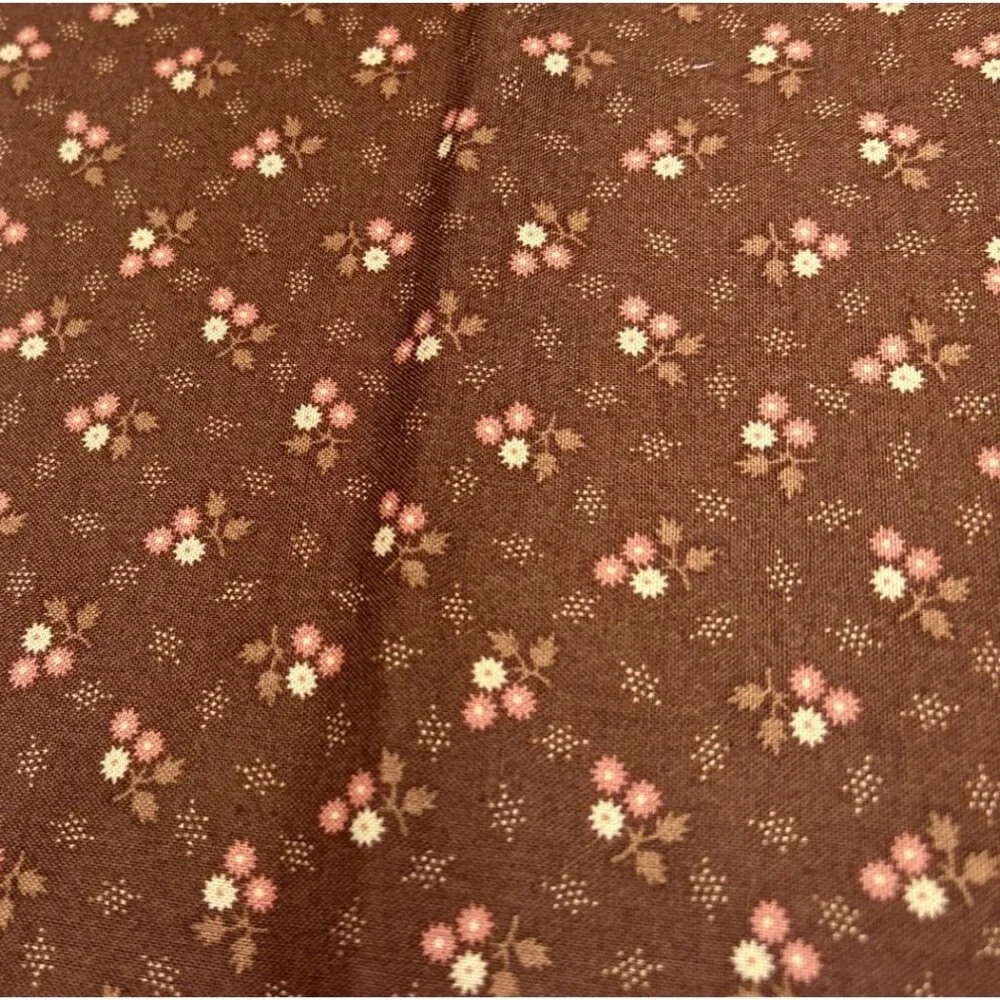 Small Floral Brown Quilting Cotton Fabric 19x22